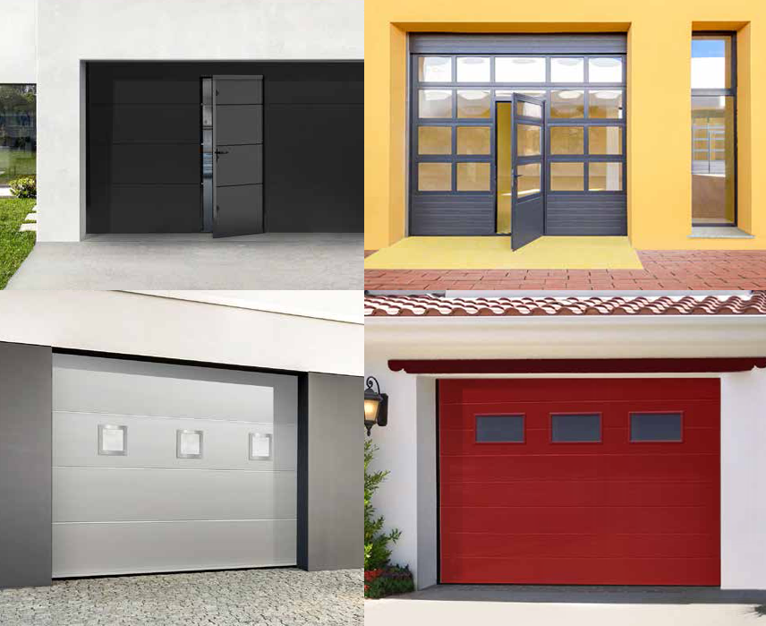 4 photos d'option avec des portes sectionnelles